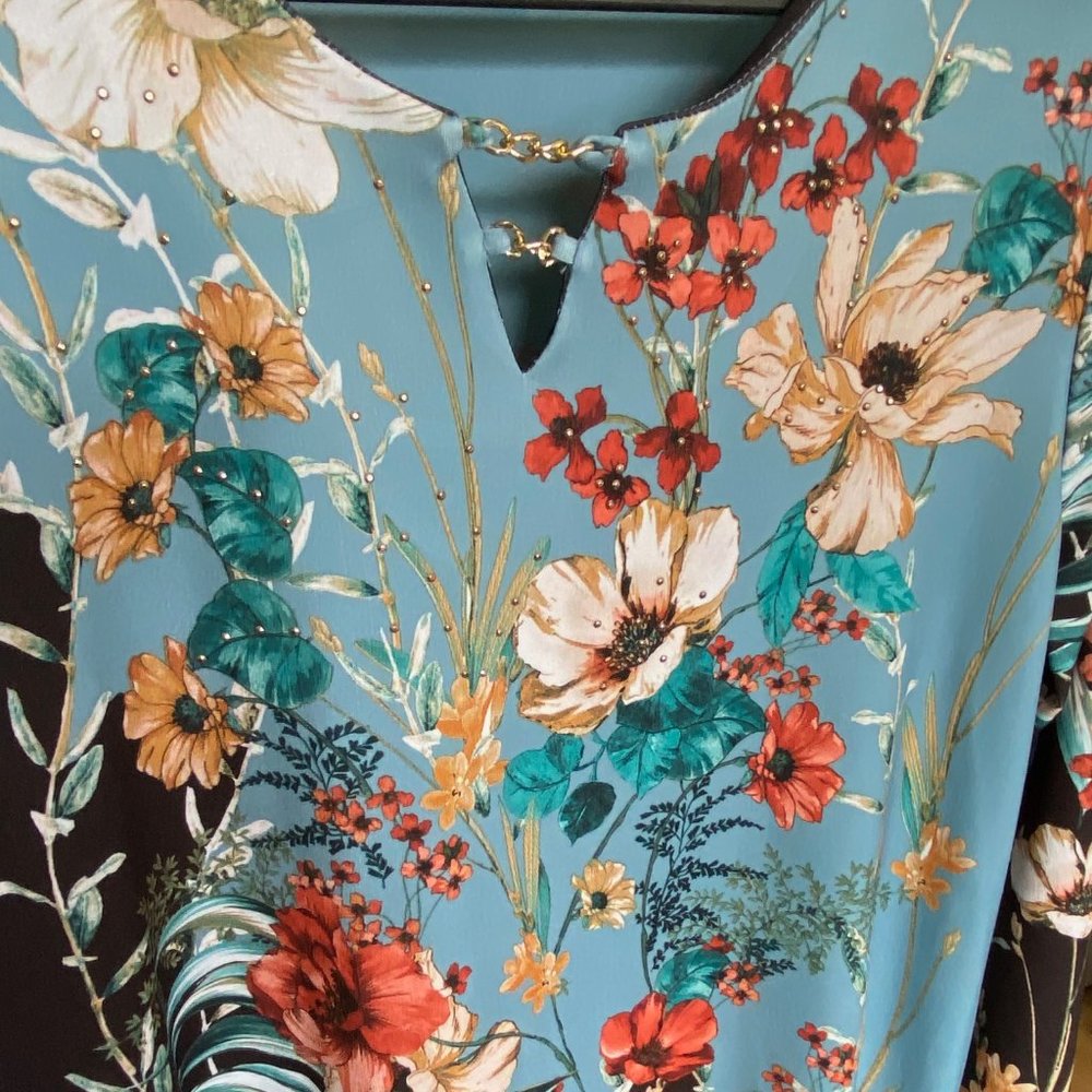 JM Collection Blouse with Floral Design